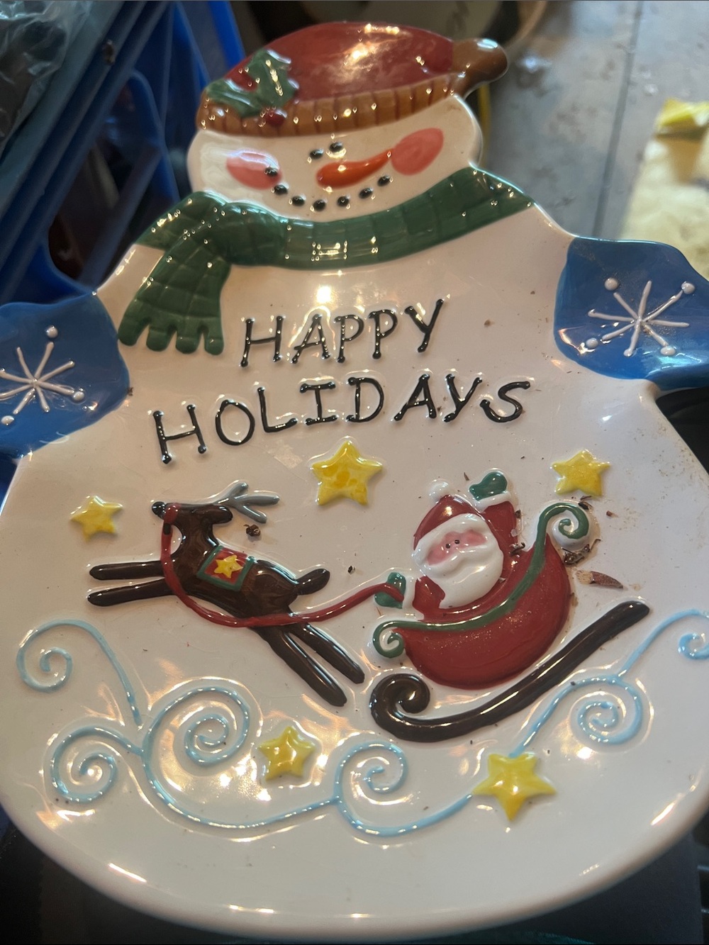 Holiday Snowman Serving Platter - Happy Holidays Design
